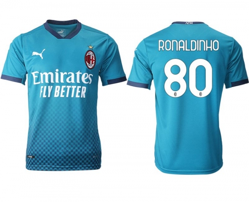 Men 2020-2021 club AC milan away aaa version 80 blue Soccer Jerseys