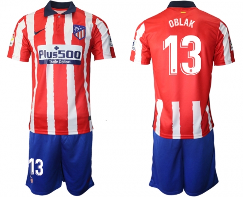 Men 2020-2021 club Atletico Madrid home 13 red Soccer Jerseys