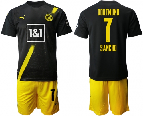 Men 2020-2021 club Borussia Dortmund away 7 black Soccer Jerseys