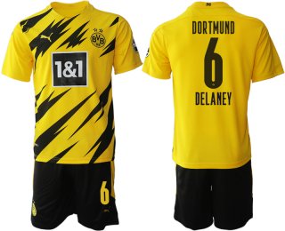 Men 2020-2021 club Borussia Dortmund home 6 yellow Soccer Jerseys