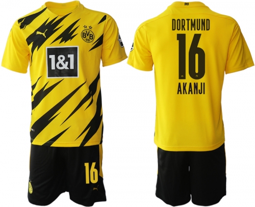 Men 2020-2021 club Borussia Dortmund home 16 yellow Soccer Jerseys