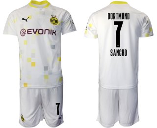 Men 2020-2021 club Borussia Dortmund Second away 7 white Soccer Jerseys