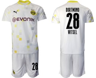 Men 2020-2021 club Borussia Dortmund Second away 28 white Soccer Jerseys