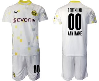 Men 2020-2021 club Borussia Dortmund Second away customized white Soccer Jerseys