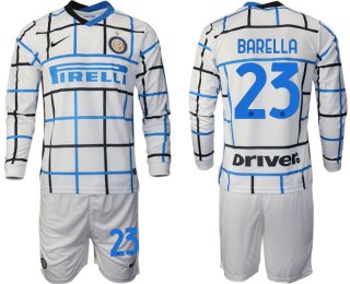 Men 2020-2021 club Inter milan away long sleeve 23 white Soccer Jerseys