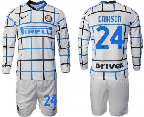 Men 2020-2021 club Inter milan away long sleeve 24 white Soccer Jerseys