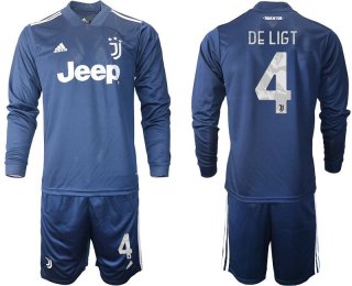 Men 2020-2021 club Juventus away long sleeves 4 blue Soccer Jerseys