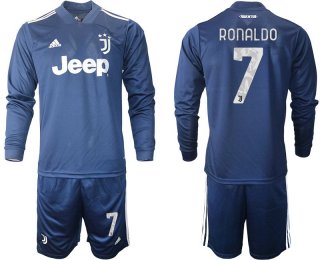 Men 2020-2021 club Juventus away long sleeves 7 blue Soccer Jerseys