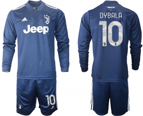 Men 2020-2021 club Juventus away long sleeves 10 blue Soccer Jerseys