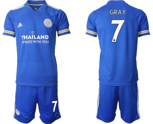 Men 2020-2021 club Leicester City home 7 blue Soccer Jerseys