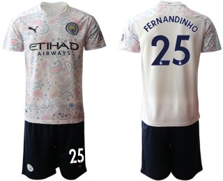 Men 2020-2021 club Manchester City away 25 white Soccer Jerseys