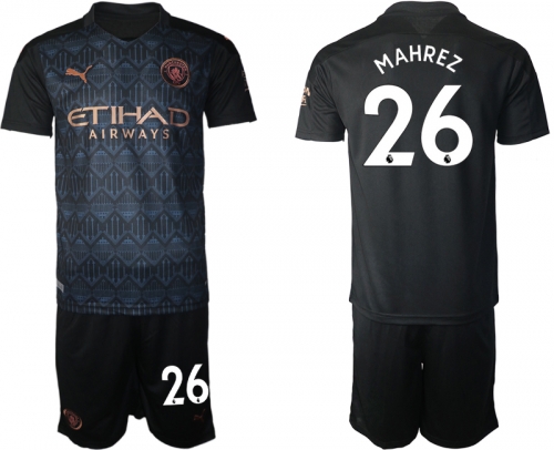 Men 2020-2021 club Manchester City away 26 black Soccer Jerseys