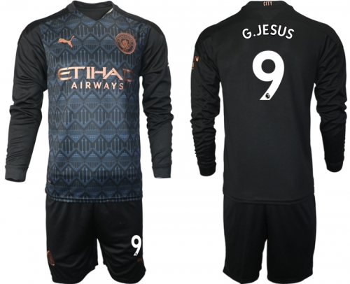 Men 2021 Manchester city home long sleeve 9 soccer jerseys