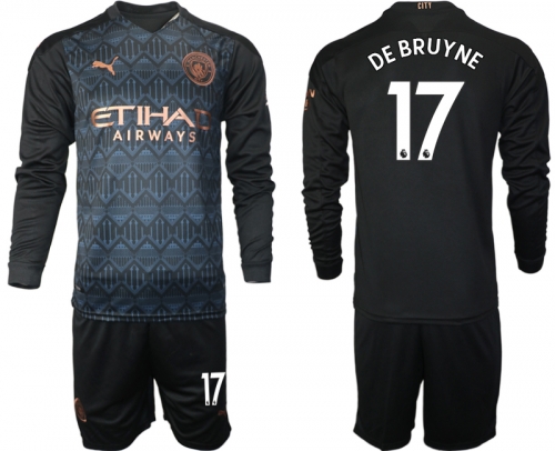 Men 2021 Manchester city home long sleeve 17 soccer jerseys