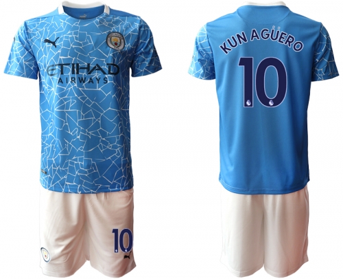 Men 2020-2021 club Manchester City home 10 blue Soccer Jerseys