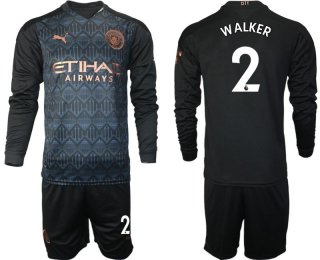 Men 2020-2021 club Manchester city home long sleeve 2 black Soccer Jerseys