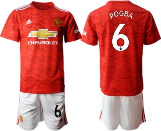 Men 2020-2021 club Manchester United home 6 red Soccer Jerseys