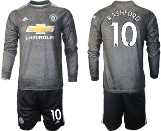 Men 2020-2021 club Manchester united away long sleeve 10 black Soccer Jerseys