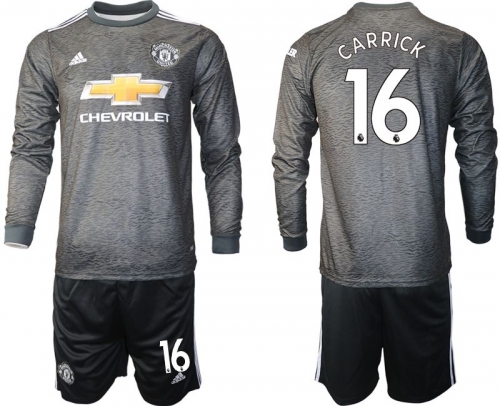 Men 2020-2021 club Manchester united away long sleeve 16 black Soccer Jerseys