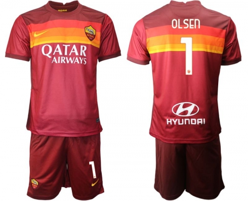 Men 2020-2021 club AS Roma home 1 red Soccer Jerseys