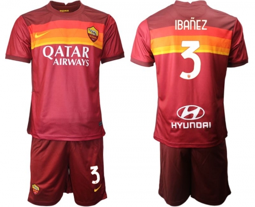 Men 2020-2021 club AS Roma home 3 red Soccer Jerseys