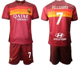 Men 2020-2021 club AS Roma home 7 red Soccer Jerseys