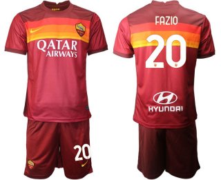 Men 2020-2021 club AS Roma home 20 red Soccer Jerseys