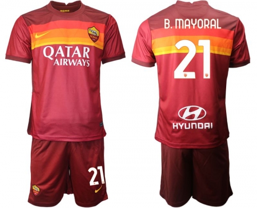 Men 2020-2021 club AS Roma home 21 red Soccer Jerseys