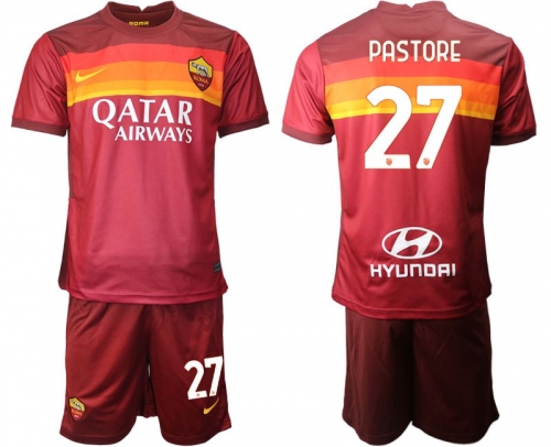 Men 2020-2021 club AS Roma home 27 red Soccer Jerseys