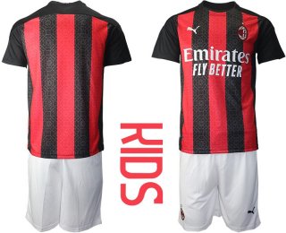 Youth 2020-2021 club AC milan home red Soccer Jerseys