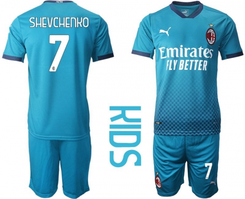 Youth 2020-2021 club AC milan away 7 blue Soccer Jerseys1