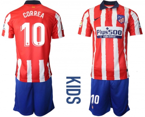 Youth 2020-2021 club Atletico Madrid home 10 red Soccer Jerseys