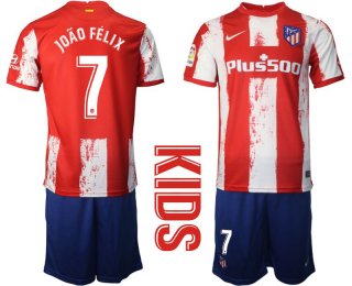 Youth 2021-2022 Club Atletico Madrid home red 7 Nike Soccer Jersey