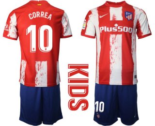 Youth 2021-2022 Club Atletico Madrid home red 10 Nike Soccer Jersey