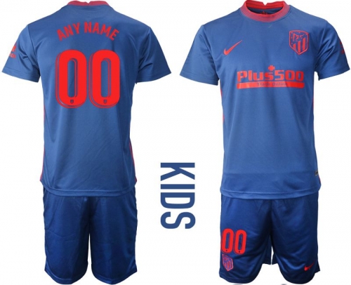 Youth 2020-2021 club Atletico Madrid away customized blue Soccer Jerseys