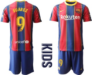 Youth 2020-2021 club Barcelona home 9 red Soccer Jerseys