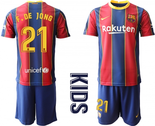 Youth 2020-2021 club Barcelona home 21 red Soccer Jerseys