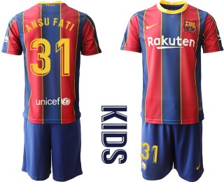 Youth 2020-2021 club Barcelona home 31 red Soccer Jerseys