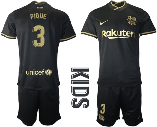 Youth 2020-2021 club Barcelona away 3 black Soccer Jerseys