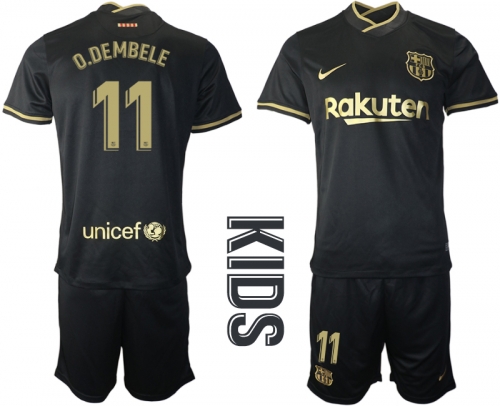 Youth 2020-2021 club Barcelona away 11 black Soccer Jerseys