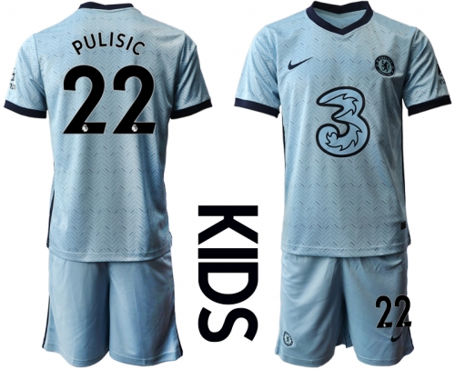 Youth 2020-2021 club Chelsea away Light blue 22 Soccer Jerseys