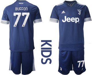 Youth 2020-2021 club Juventus away blue 77 Soccer Jerseys