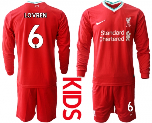 2021 Liverpool home long sleeves Youth 6 soccer jerseys