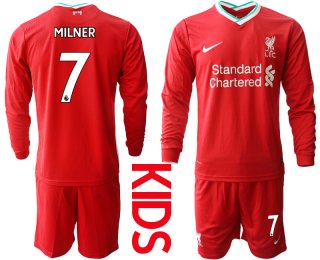 2021 Liverpool home long sleeves Youth 7 soccer jerseys