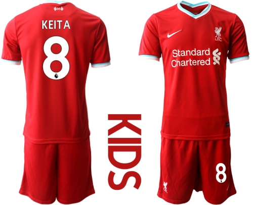 Youth 2020-2021 club Liverpool home 8 red Soccer Jerseys