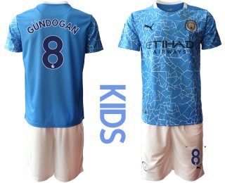 Youth 2020-2021 club Manchester City home blue 8 Soccer Jerseys