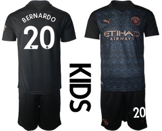 Youth 2020-2021 club Manchester City away black 20 Soccer Jerseys