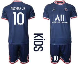 Youth 2021-2022 Club Paris St German home blue 10 Soccer Jersey