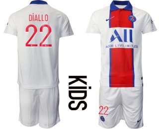 Youth 2020-2021 club Paris St German away 22 white Soccer Jerseys