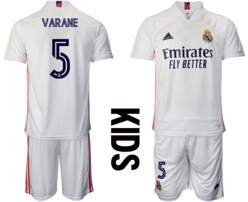 Youth 2020-2021 club Real Madrid home 5 white Soccer Jerseys